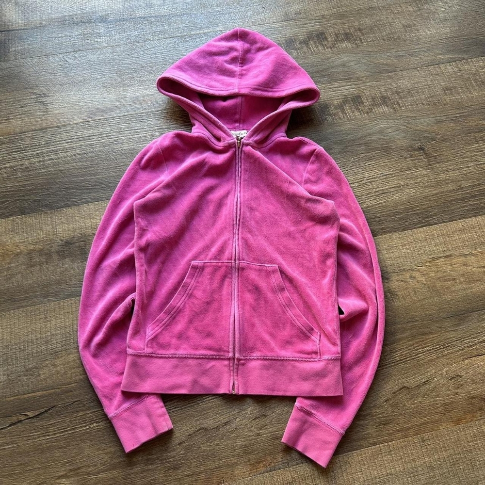 Y2k Juicy couture velour zip up pink hoodie
